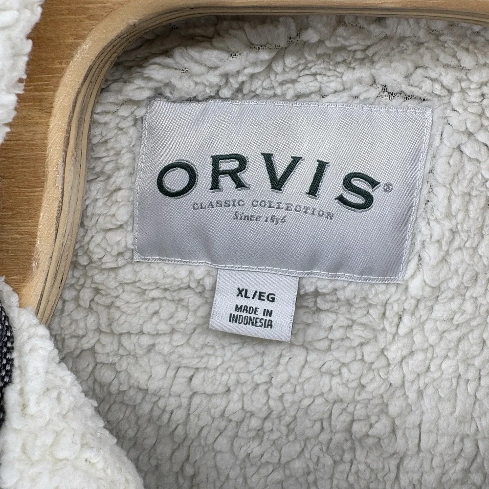 Orvis 1/4 Zip Pullover Brighton 1526440 Sherpa Lined Pocket Grey Sweater Mens XL